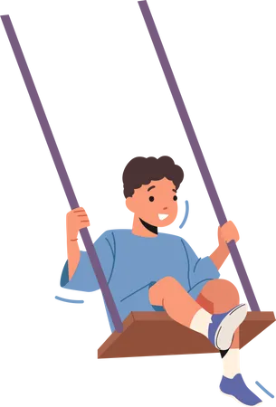 Boy Swinging on swing  Illustration