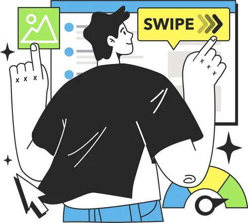 Boy swipe website  Illustration