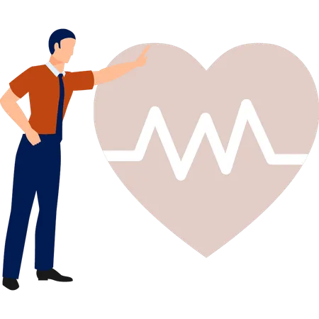 The Boy Is Pointing To The Heart Organ Illustration