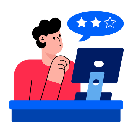 ビジネスフィードバックを受ける少年  イラスト