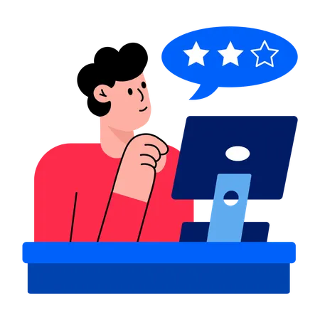 ビジネスフィードバックを受ける少年  イラスト