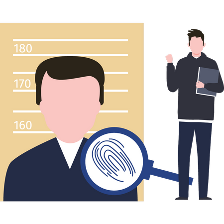 Boy taking criminal fingerprints  Illustration