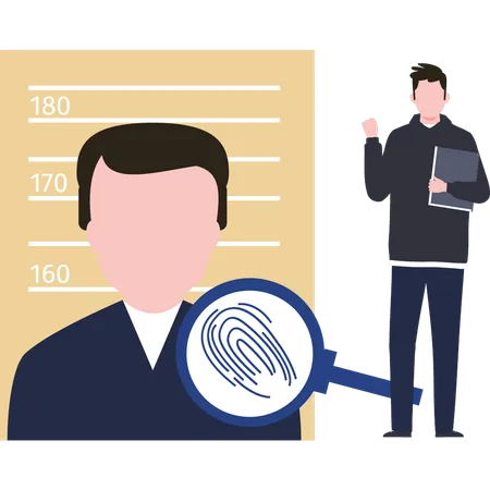 Boy taking criminal fingerprints  Illustration