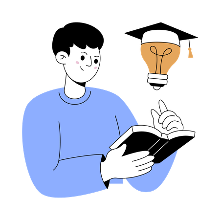 Boy taking education solution  Illustration