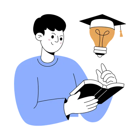 Boy taking education solution  Illustration