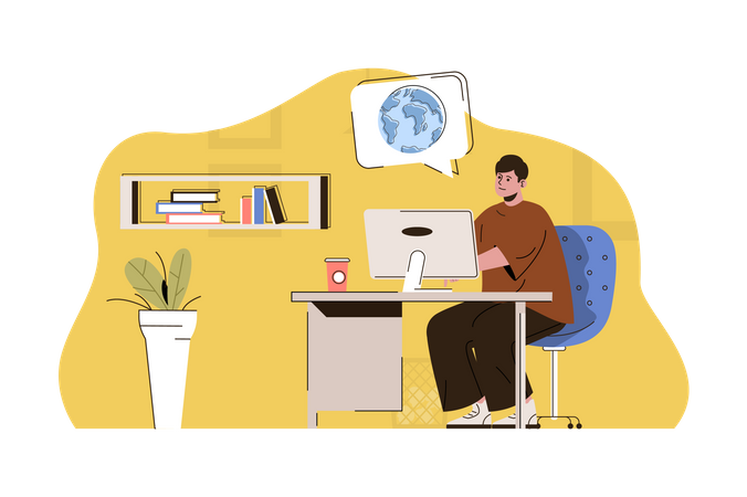Boy taking foreign education  イラスト