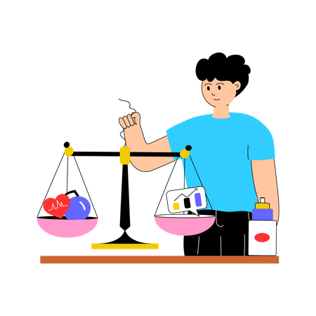 Boy taking healthy balanced diet  Illustration