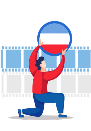 Boy taking language courses  Illustration