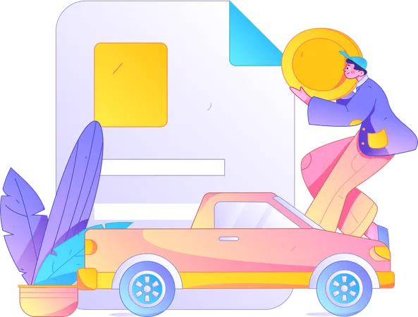 Boy taking new car insurance  Illustration