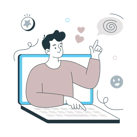 オンライン相談を受ける少年  イラスト