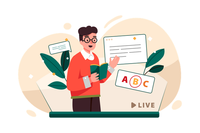 Boy taking online lectures  Illustration