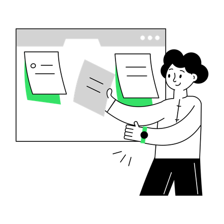 Boy taking Online Notes  Illustration