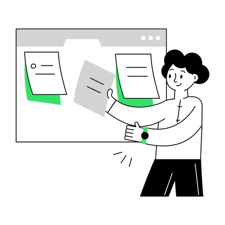 Boy taking Online Notes  Illustration