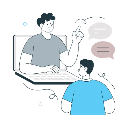 Boy taking online Therapy Process  Illustration