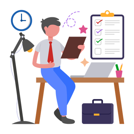 Boy taking Satisfaction Survey  Illustration