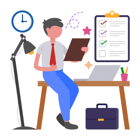 Boy taking Satisfaction Survey  Illustration