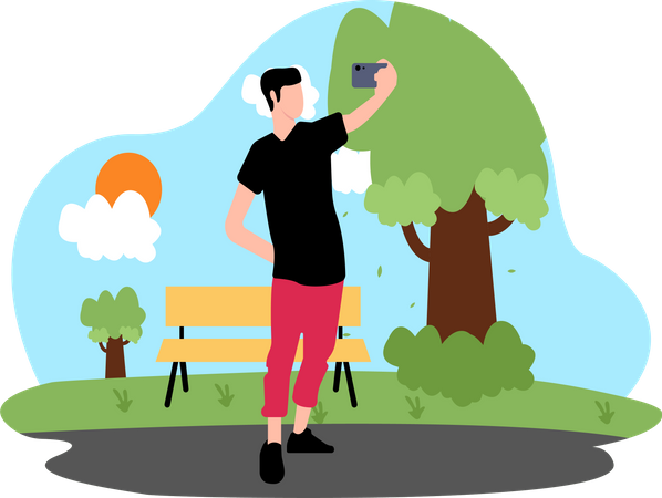 Boy taking selfie  Illustration