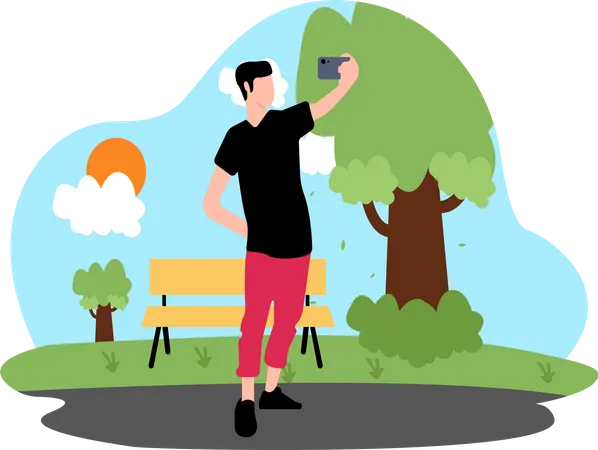 Boy taking selfie  Illustration