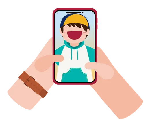 Boy taking selfie  Illustration