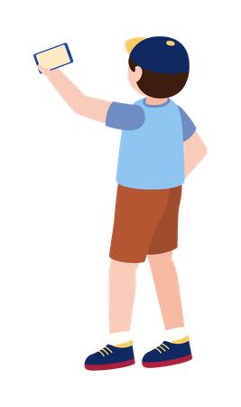 Boy taking selfie  Illustration