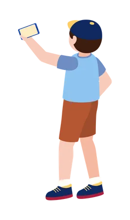 Boy taking selfie  Illustration