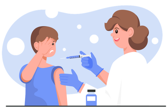 Boy taking vaccine shot  Illustration