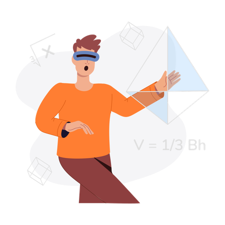 Boy taking vr education  Illustration