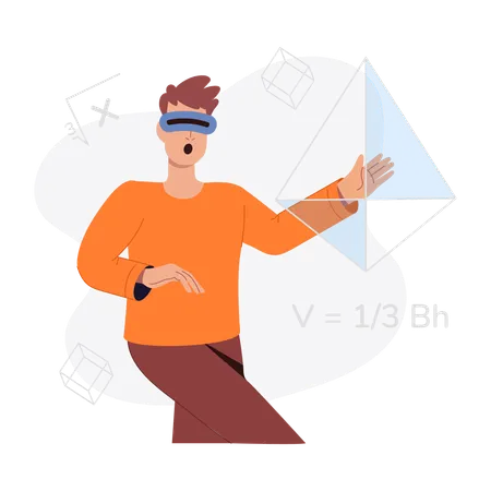 Boy taking vr education  Illustration