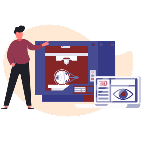 Boy talking about 3D eye view  Illustration