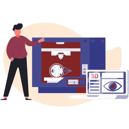 Boy talking about 3D eye view  Illustration