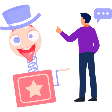 Boy talking about jack in the box  Illustration