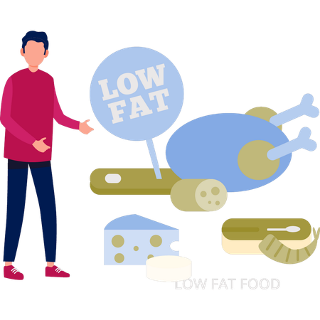 Boy talking about low-fat food  Illustration