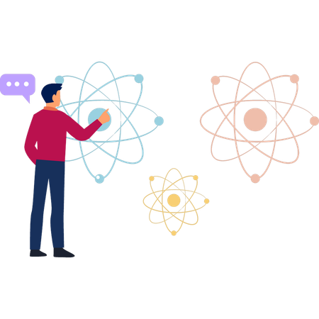 Boy talking about nuclear molecule  Illustration