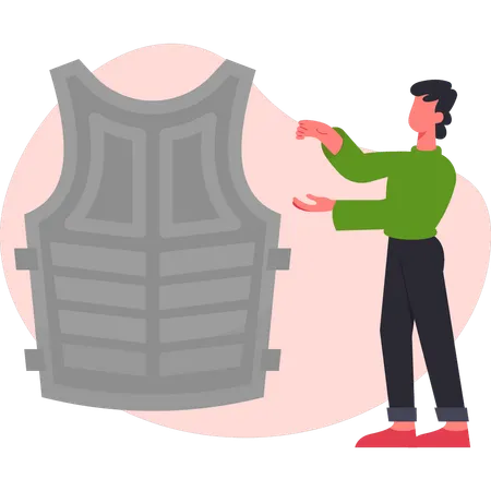 Boy talking about protection shield  Illustration