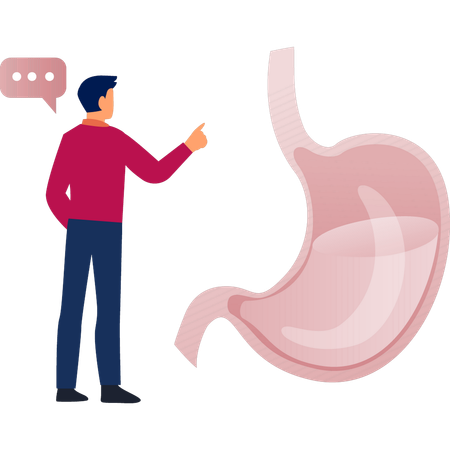 Boy  talking about stomach water  Illustration