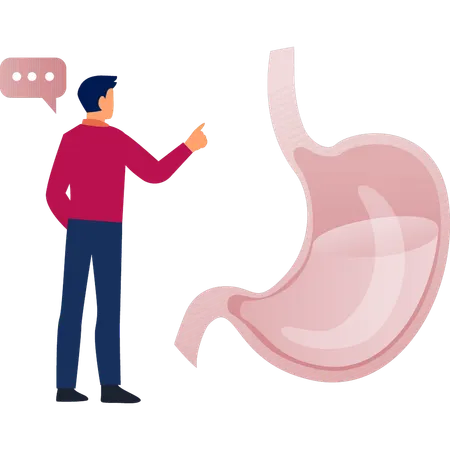 Boy  talking about stomach water  Illustration
