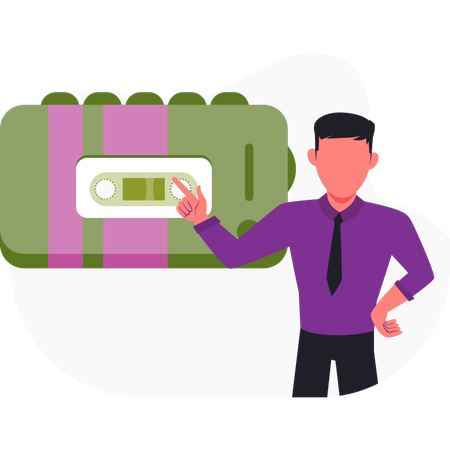 Boy talking about wireless game controller Illustration