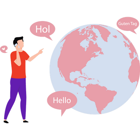 Boy talking all over the world  Illustration