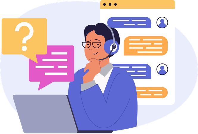 Boy talking as customer support  Illustration