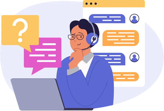 Boy talking as customer support  Illustration