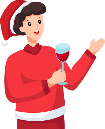 Boy talking at christmas party  Illustration