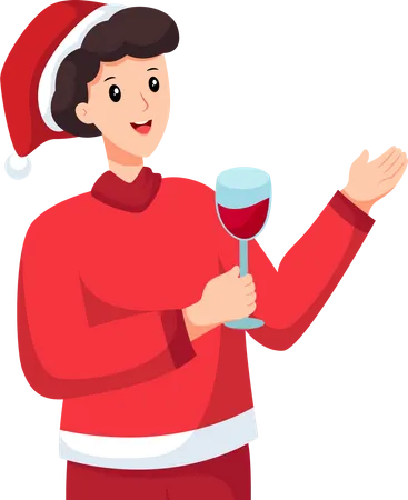 Boy talking at christmas party  Illustration