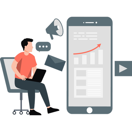 Boy talking business growth  Illustration