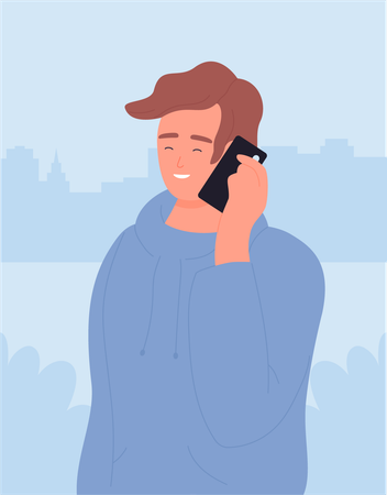 Boy Talking on phone  Illustration