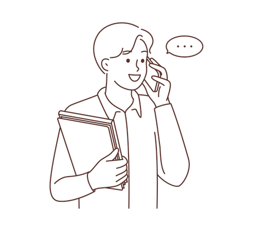 Boy talking on phone  Illustration