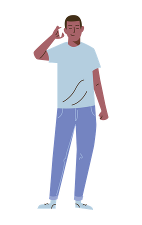 Boy Talking On Phone  Illustration