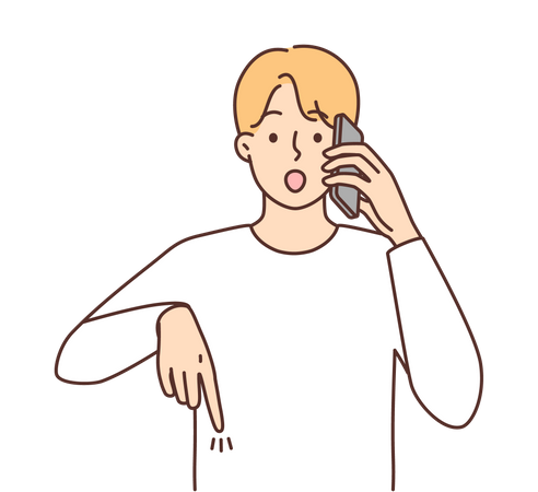 Boy talking on phone  Illustration