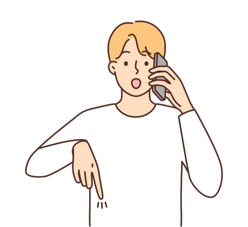 Boy talking on phone  Illustration