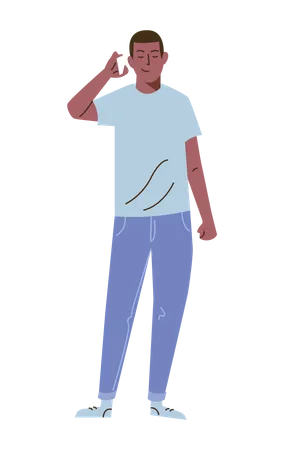 Boy Talking On Phone  Illustration