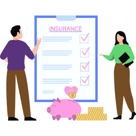 Boy talking to girl about insurance  Illustration